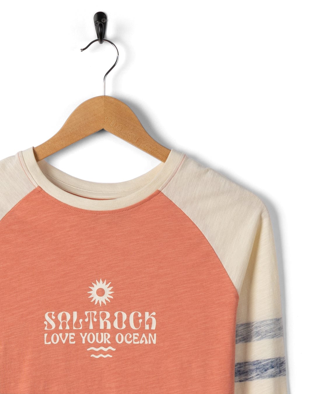 Ocean Rise - Womens Long Sleeve Raglan T-Shirt - Coral