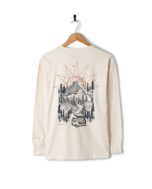 Open Road - Womens Longline Long Sleeve T-Shirt - Cream