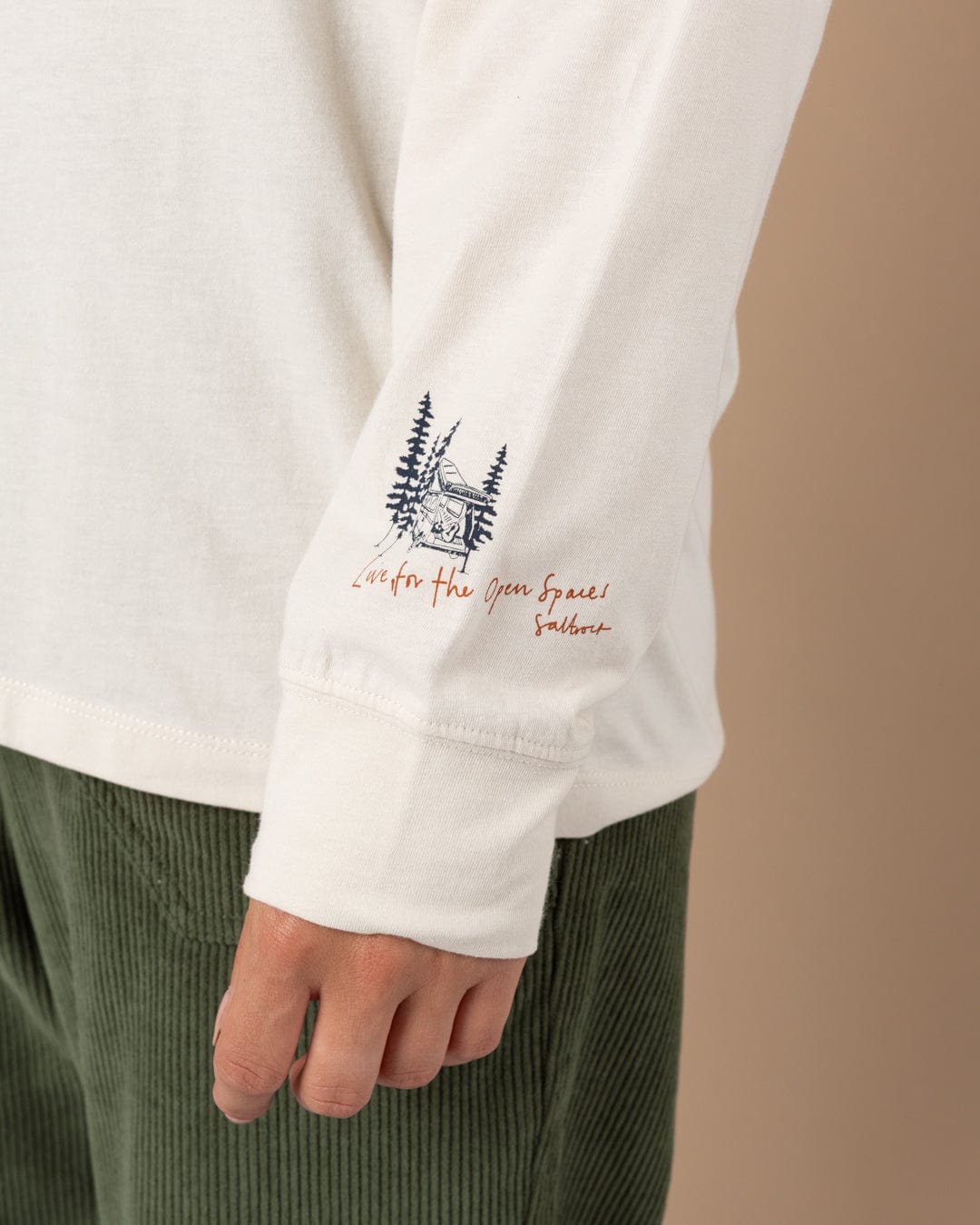 Open Road - Womens Longline Long Sleeve T-Shirt - Cream