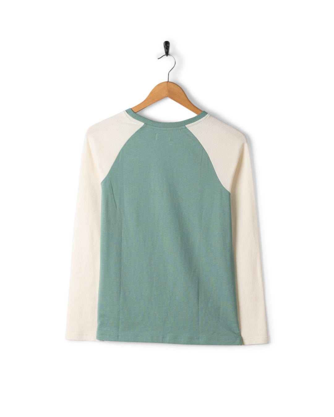 Links Waffle - Womens Raglan Long Sleeve T-Shirt - Blue/Cream