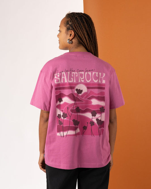 Vista - Womens Oversized Short Sleeve T-Shirt - Dark Pink