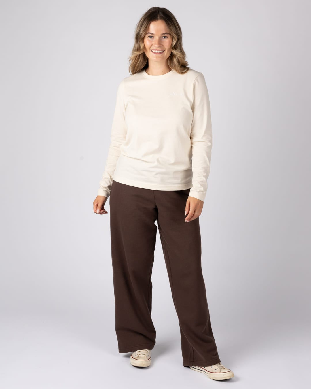 Essential Womens Long Sleeve T-Shirt in Cream