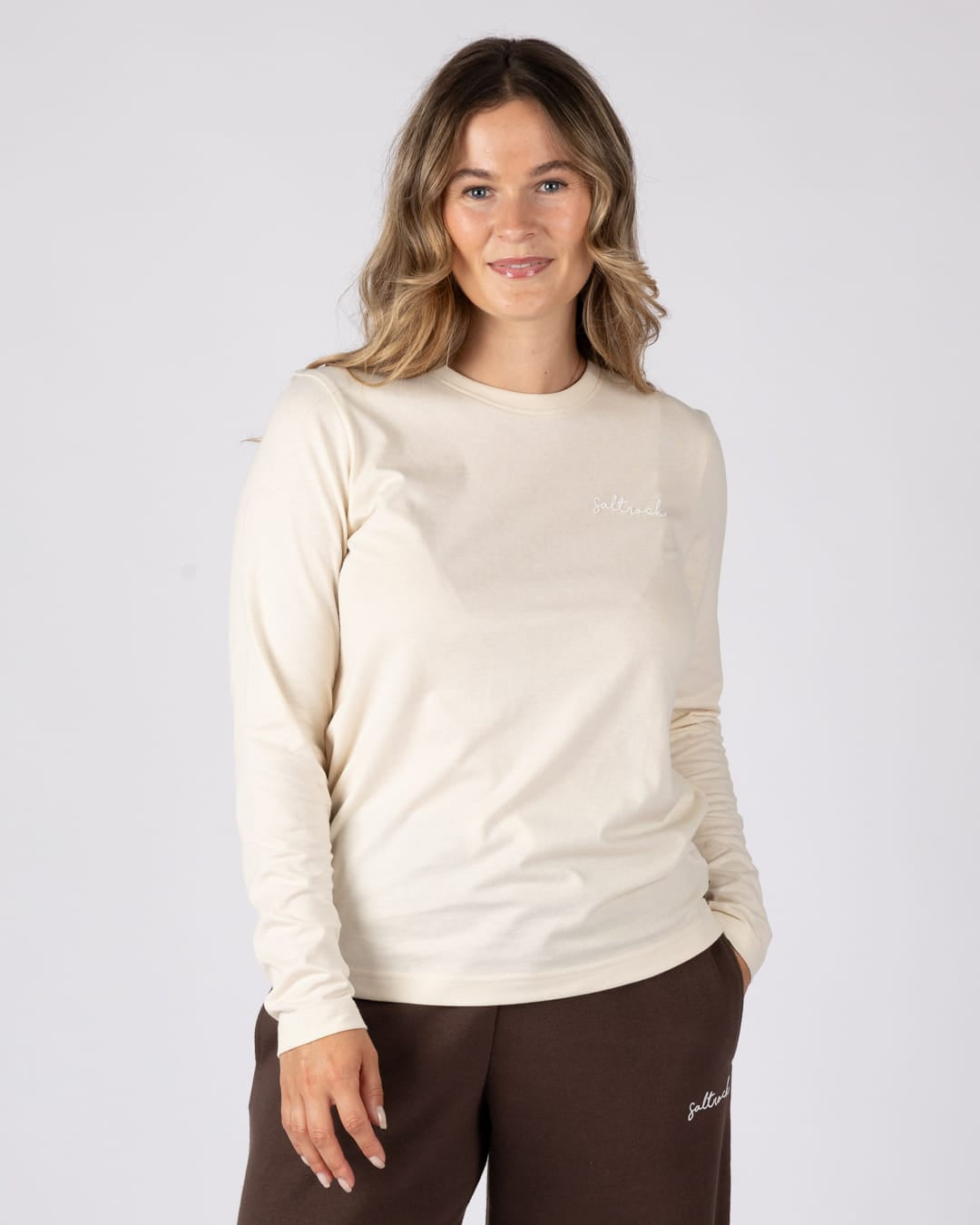 Essential Womens Long Sleeve T-Shirt in Cream