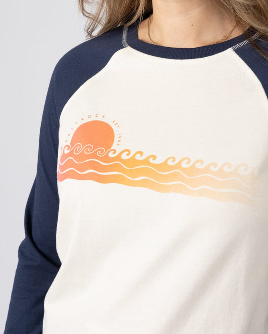 Golden Hour Womens Long Sleeve Raglan T-Shirt in Cream