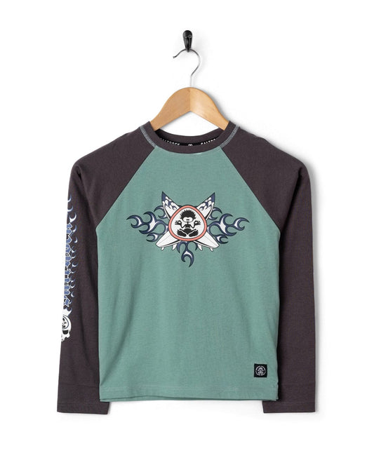 Fire Tok - Kids Long Sleeve Raglan T-Shirt - Blue