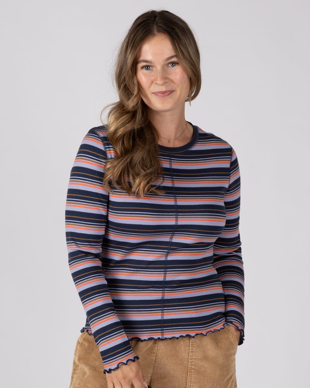 Olive Womens Long Sleeve T-Shirt in Blue