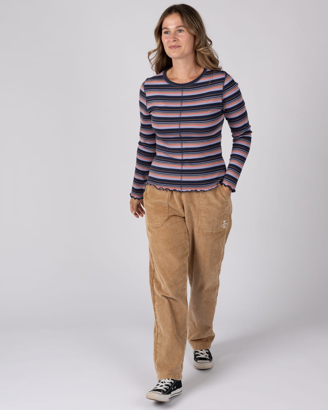 Olive Womens Long Sleeve T-Shirt in Blue