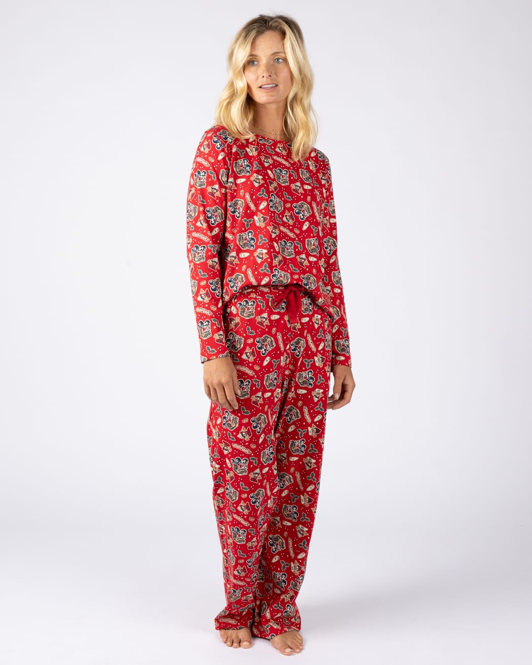 Tokmas Womens Pyjama Set in Red