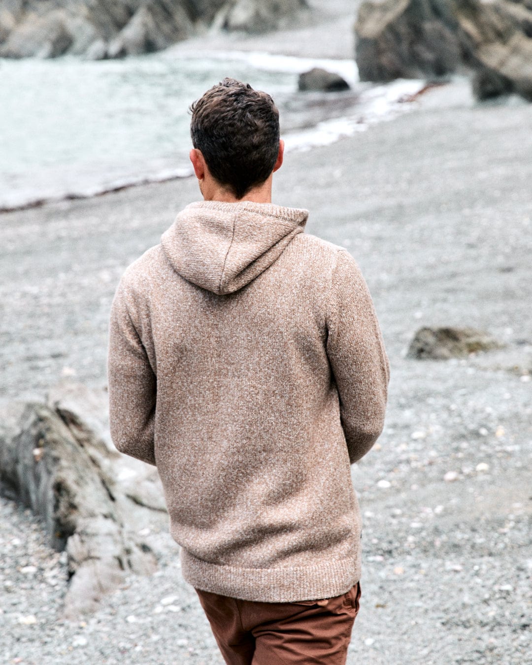 Lukas Mens Knitted Hoodie Cream