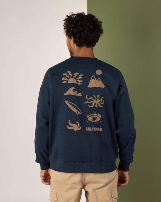 Block Icons - Mens Oversized Sweatshirt - Blue