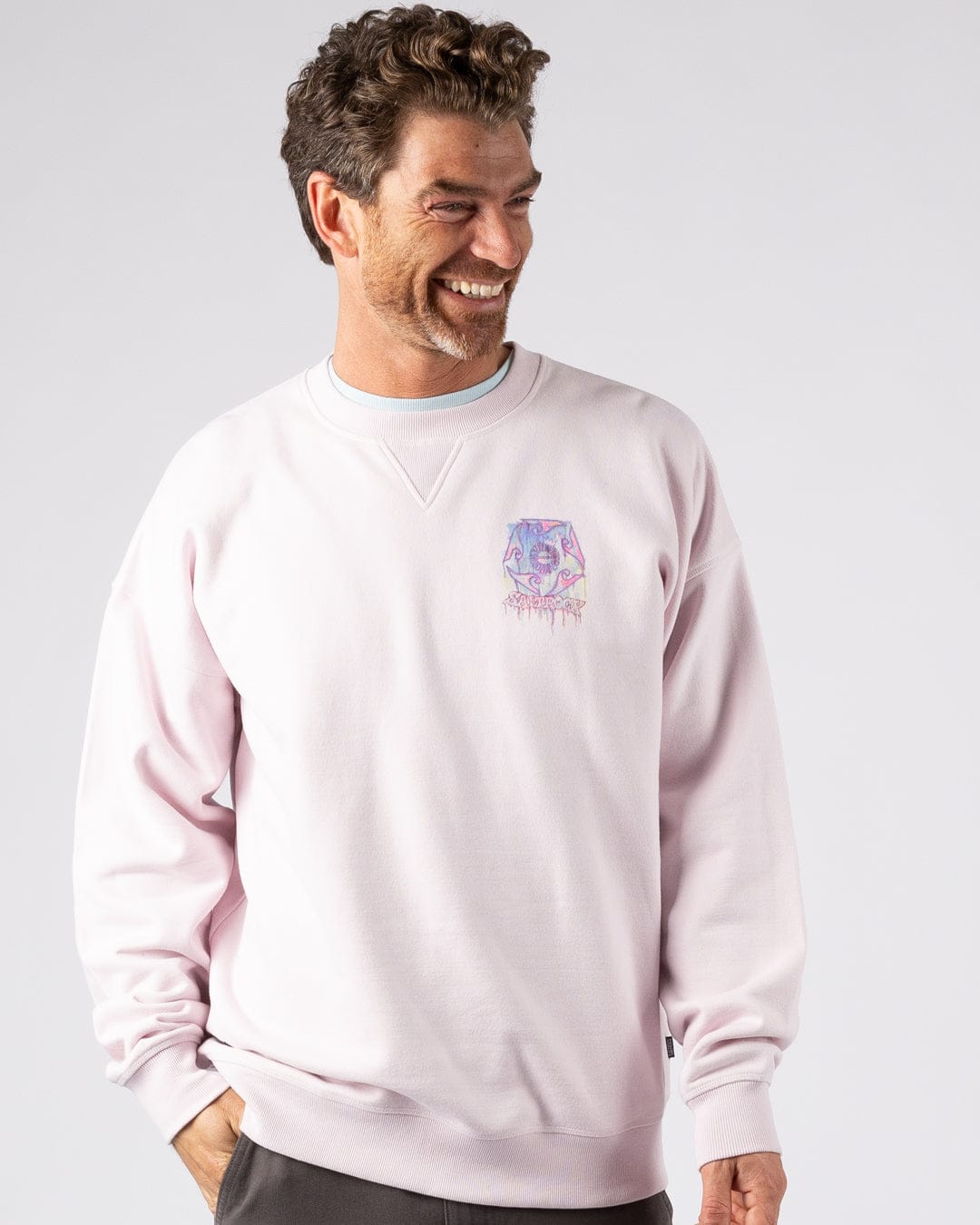 Wave Running - Mens Oversized Sweatshirt - Purple