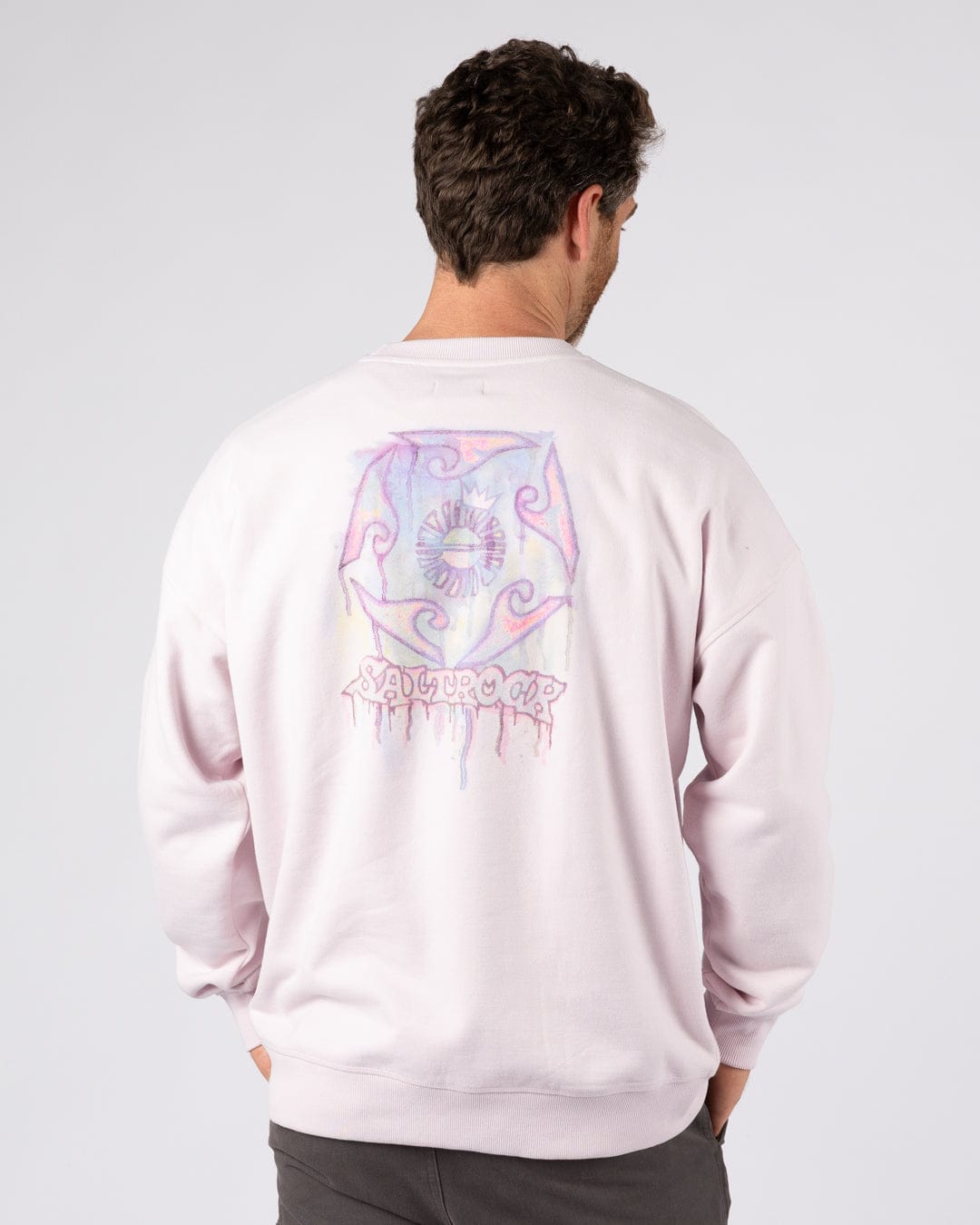 Wave Running - Mens Oversized Sweatshirt - Purple