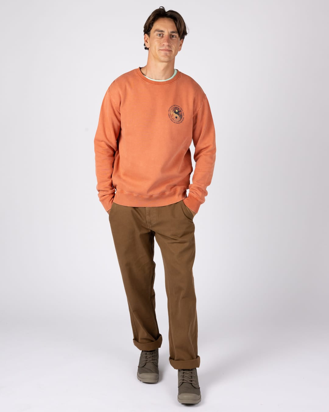 Yin Yang Wave Mens Sweatshirt in Orange