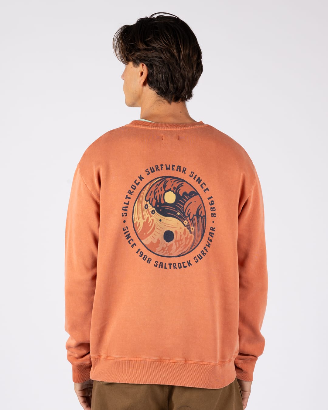 Yin Yang Wave Mens Sweatshirt in Orange