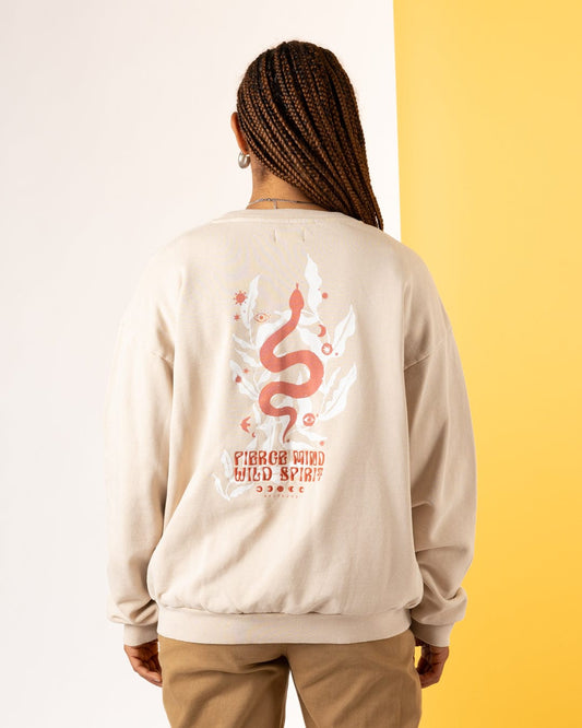Charmer Womens Oversized Sweat Shirt in Light Brown