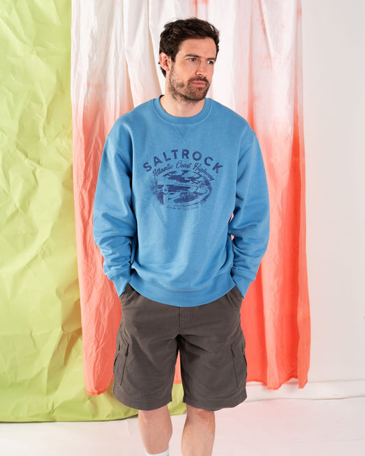 AC Highway - Mens Oversized Sweat Top - Blue