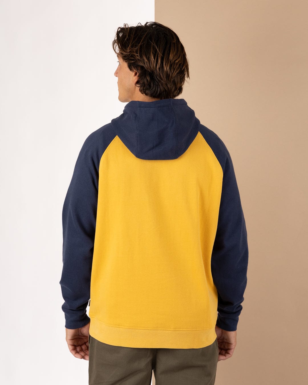 Pitcher Raglan - Mens Pop Hoodie - Yellow/Blue