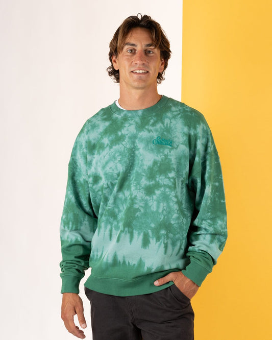 Pitcher Emb - Mens Oversized Tie Dye Sweat Shirt - Green