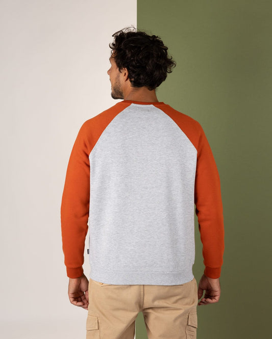 Torn Stripe - Mens Raglan Sweat - Orange/Grey