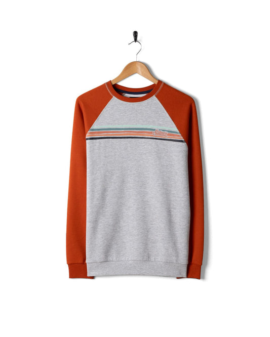 Torn Stripe - Mens Raglan Sweat - Orange/Grey
