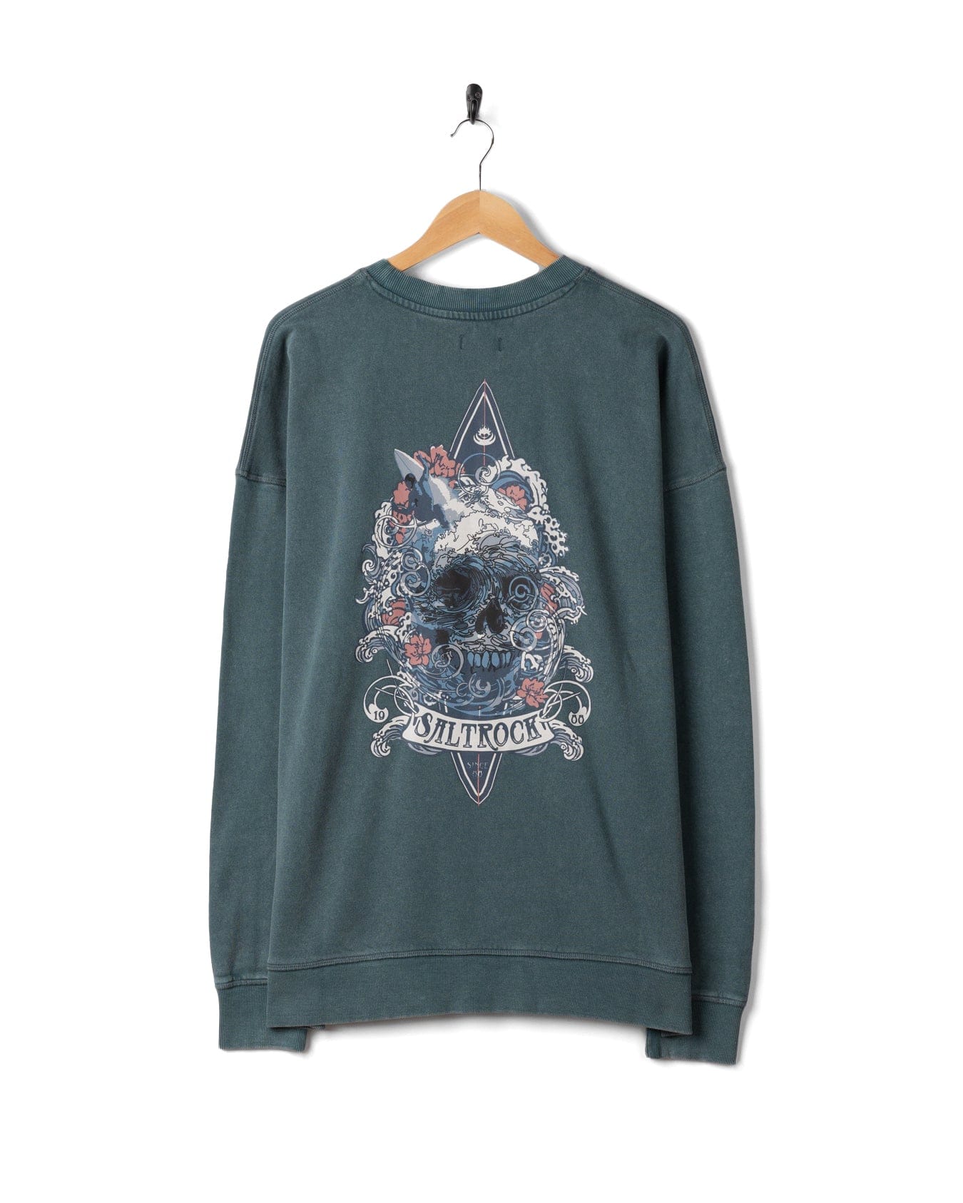 Dark Water Mens Oversized Sweatshirt Top in Blue