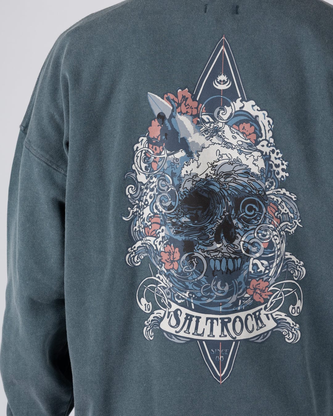 Dark Water Mens Oversized Sweatshirt Top in Blue