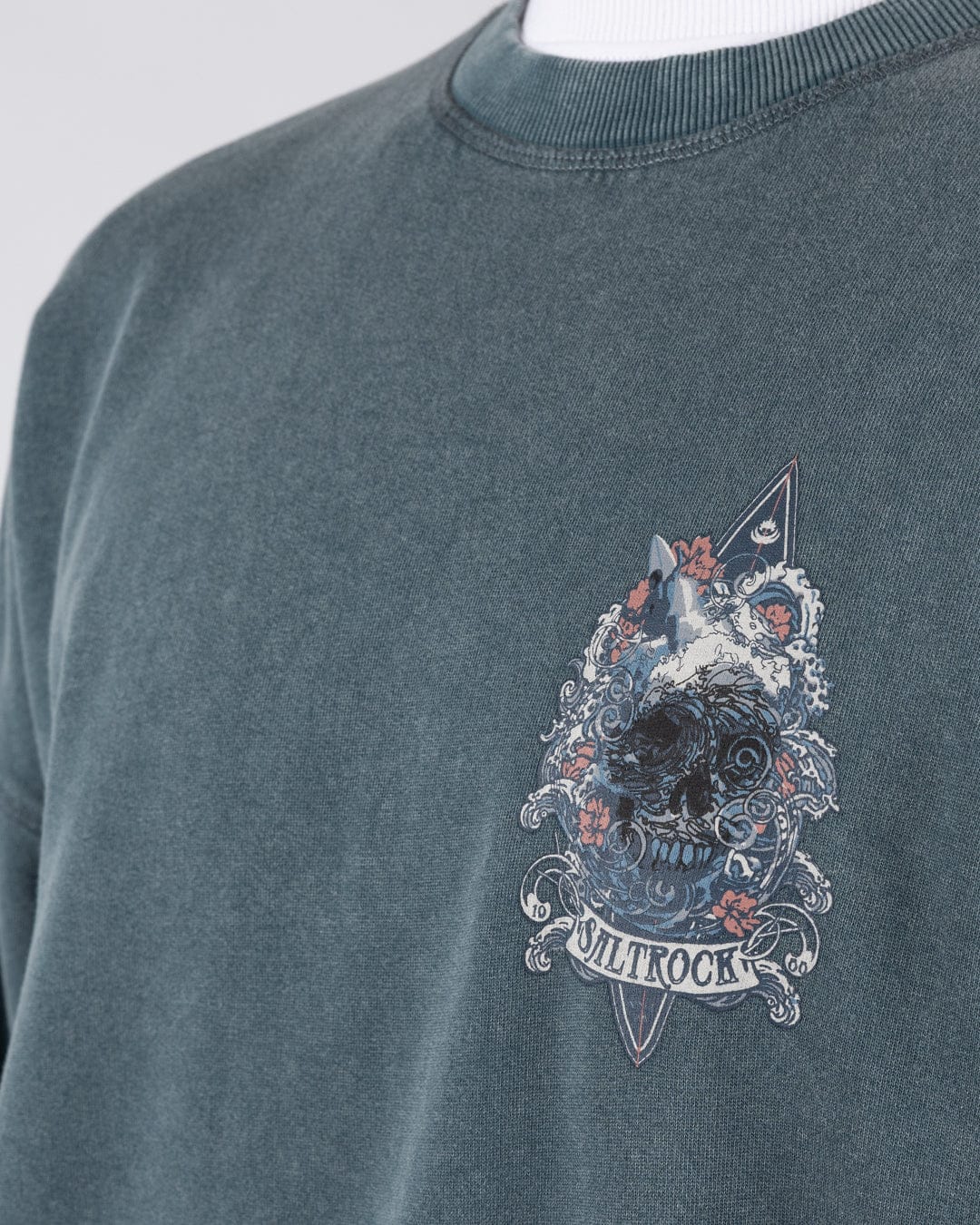 Dark Water Mens Oversized Sweatshirt Top in Blue