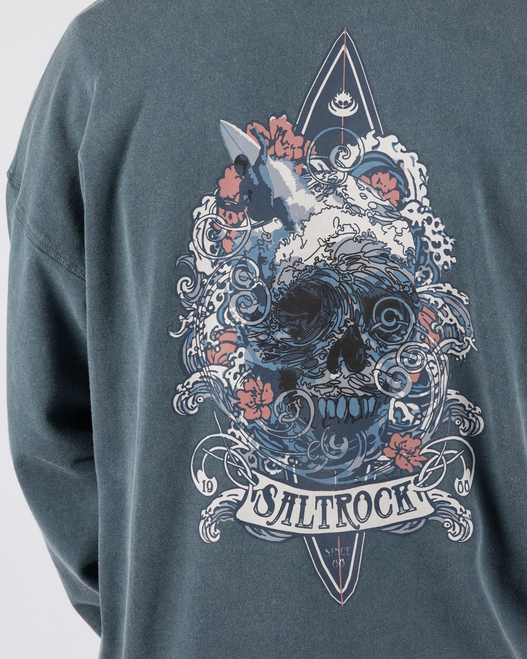 Dark Water Mens Oversized Sweatshirt Top in Blue