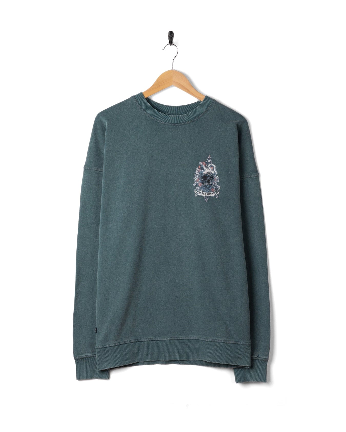 Dark Water Mens Oversized Sweatshirt Top in Blue