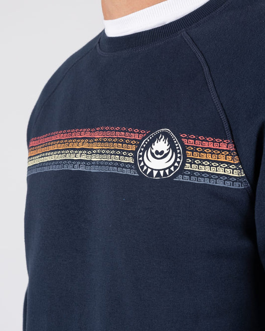 Tribal Stripe Mens Pop Hoodie in Blue