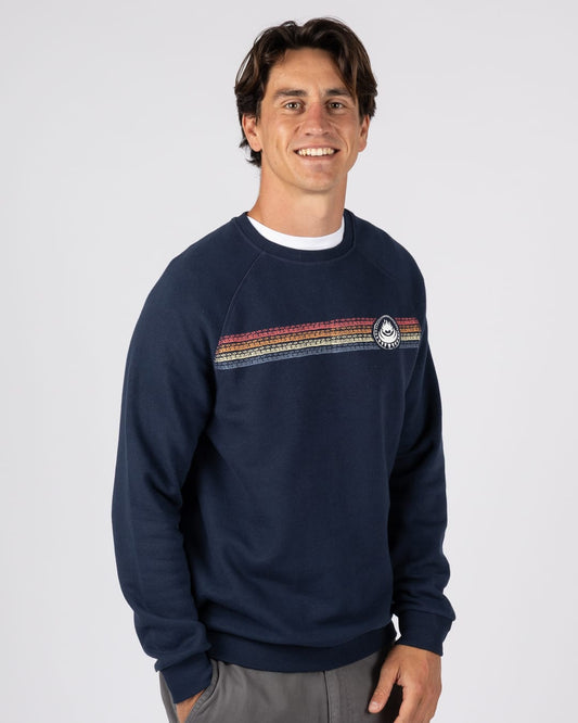 Tribal Stripe Mens Pop Hoodie in Blue