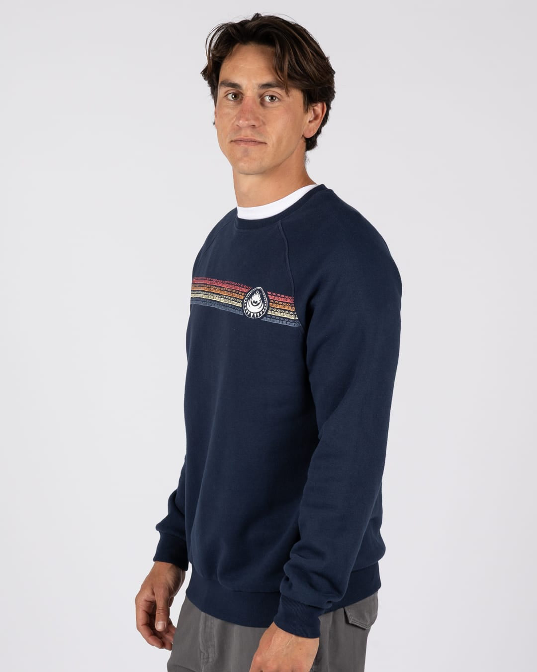 Tribal Stripe Mens Pop Hoodie in Blue