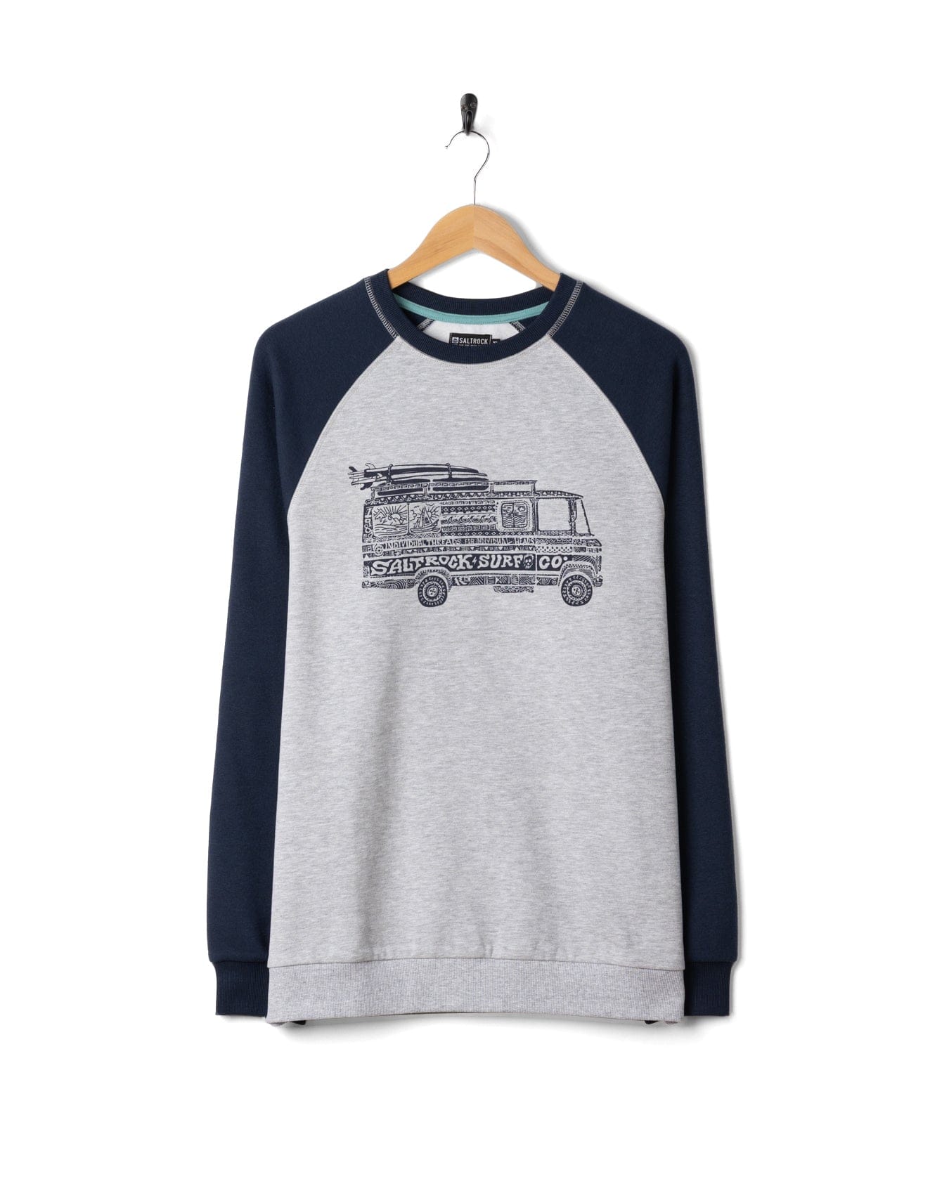 Trail Bus Mens Raglan Sweatshirt in Grey
