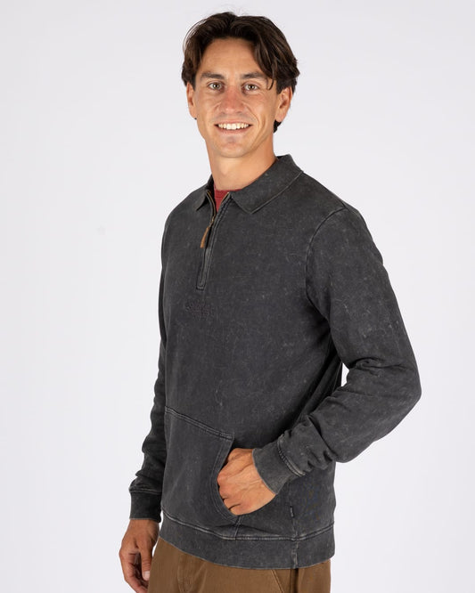 Heritage Wraith Mens 1/4 Zip Sweatshirt in Dark Grey