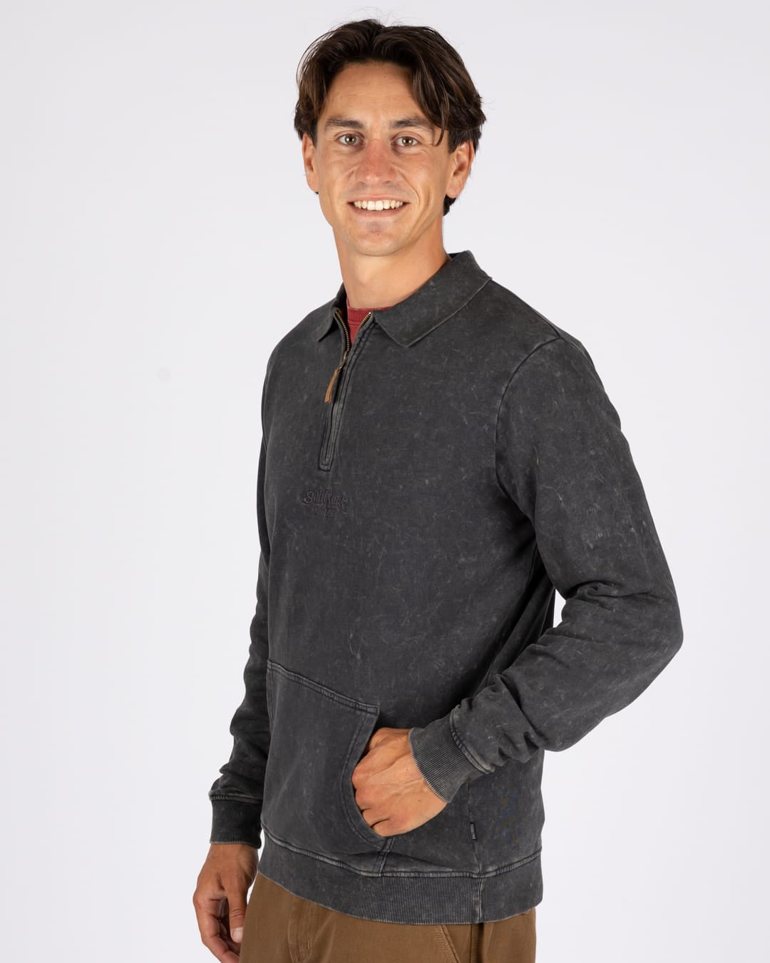 Heritage Wraith Mens 1/4 Zip Sweatshirt in Dark Grey