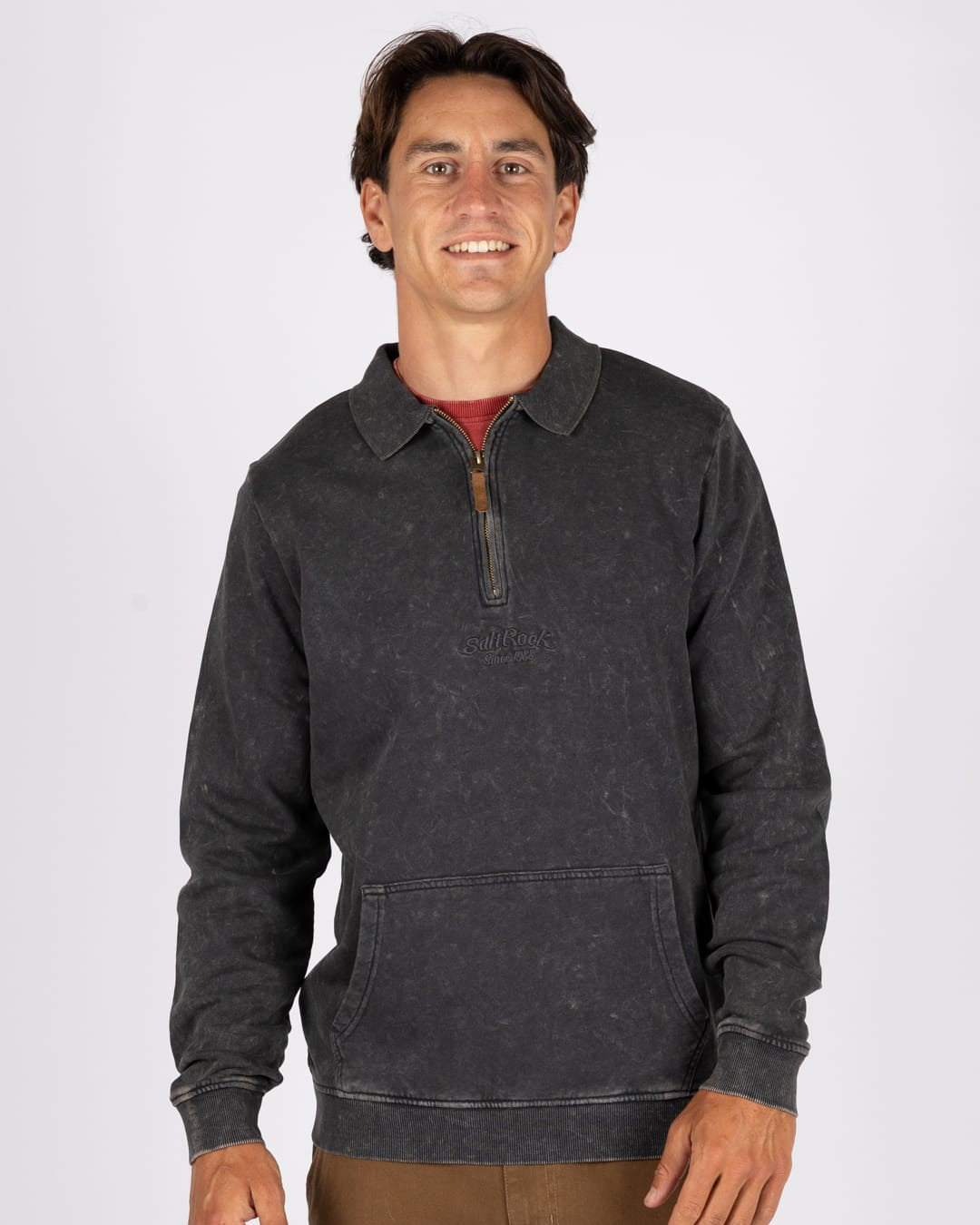Heritage Wraith Mens 1/4 Zip Sweatshirt in Dark Grey