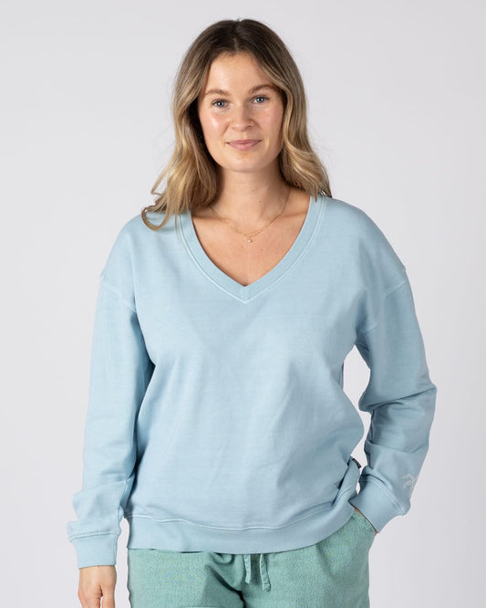 Saltwater Womens Sweat Top in Light Blue