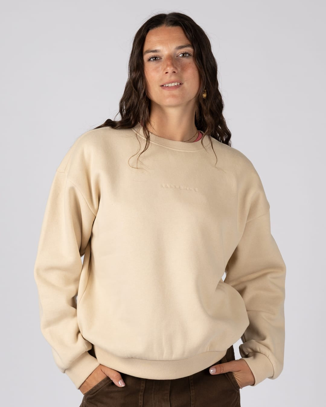 Perfect Set Womens Oversized Sweatshirt In Cream