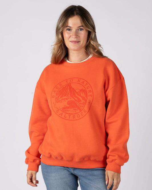 Back To Nature Womens Oversized Sweatshirt in Orange