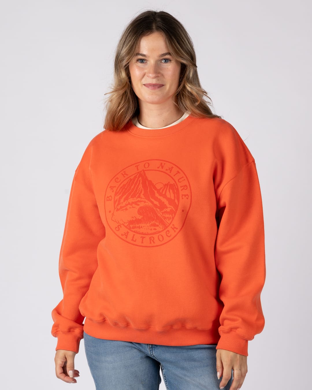 Back To Nature Womens Oversized Sweatshirt in Orange
