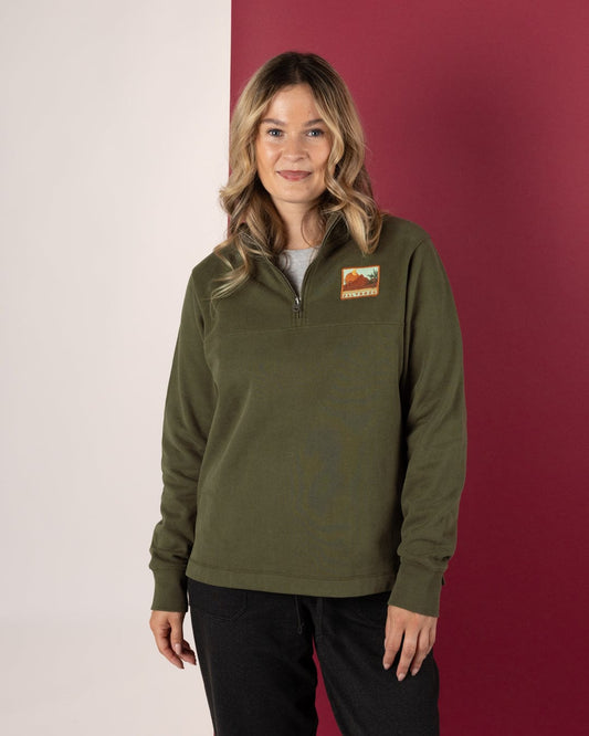 Fay - Womens 1/4 Neck Sweatshirt - Green
