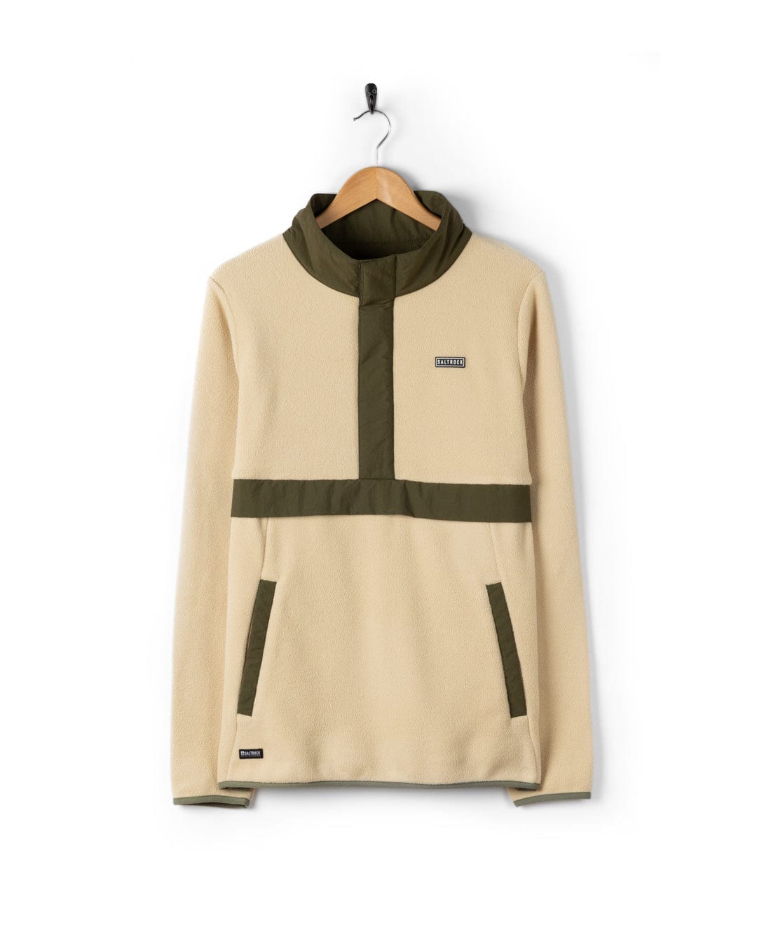 Isaac - Mens 1/4 Neck Fleece - Cream/Green