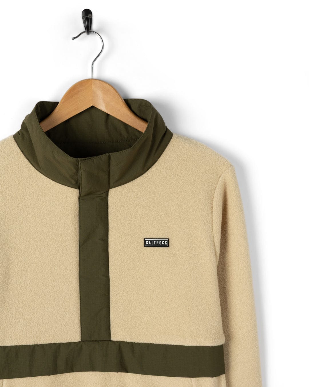 Isaac - Mens 1/4 Neck Fleece - Cream/Green