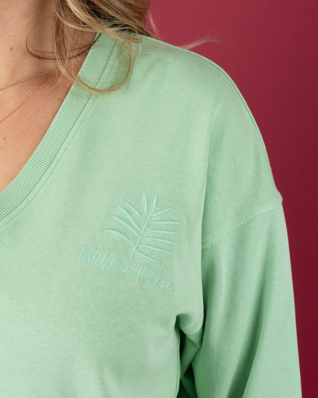 Penny - Womens V-Neck Sweatshirt - Light Green