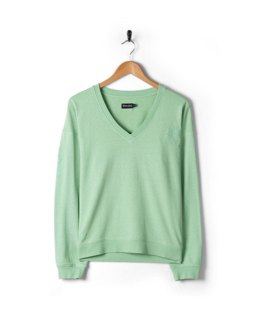 Penny - Womens V-Neck Sweatshirt - Light Green