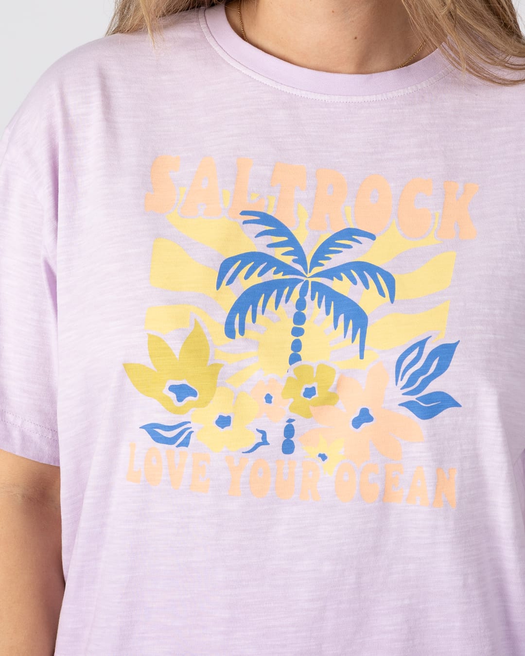 Sun Daze Womens Short Sleeve Tee in Light Purple