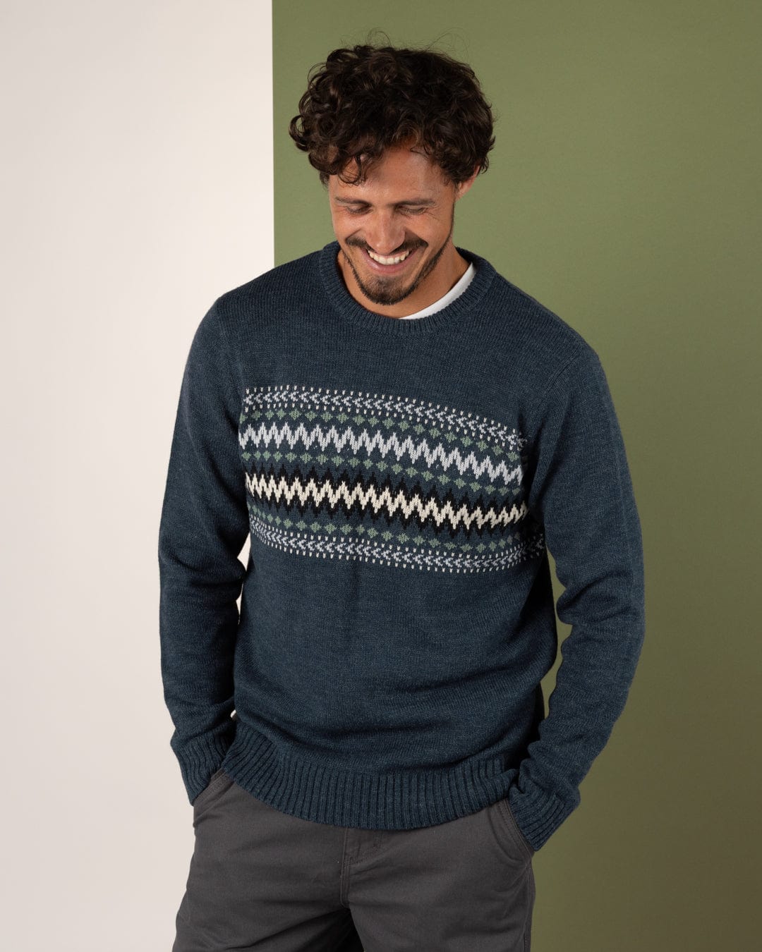 Rolo - Mens Knitted Jumper - Blue