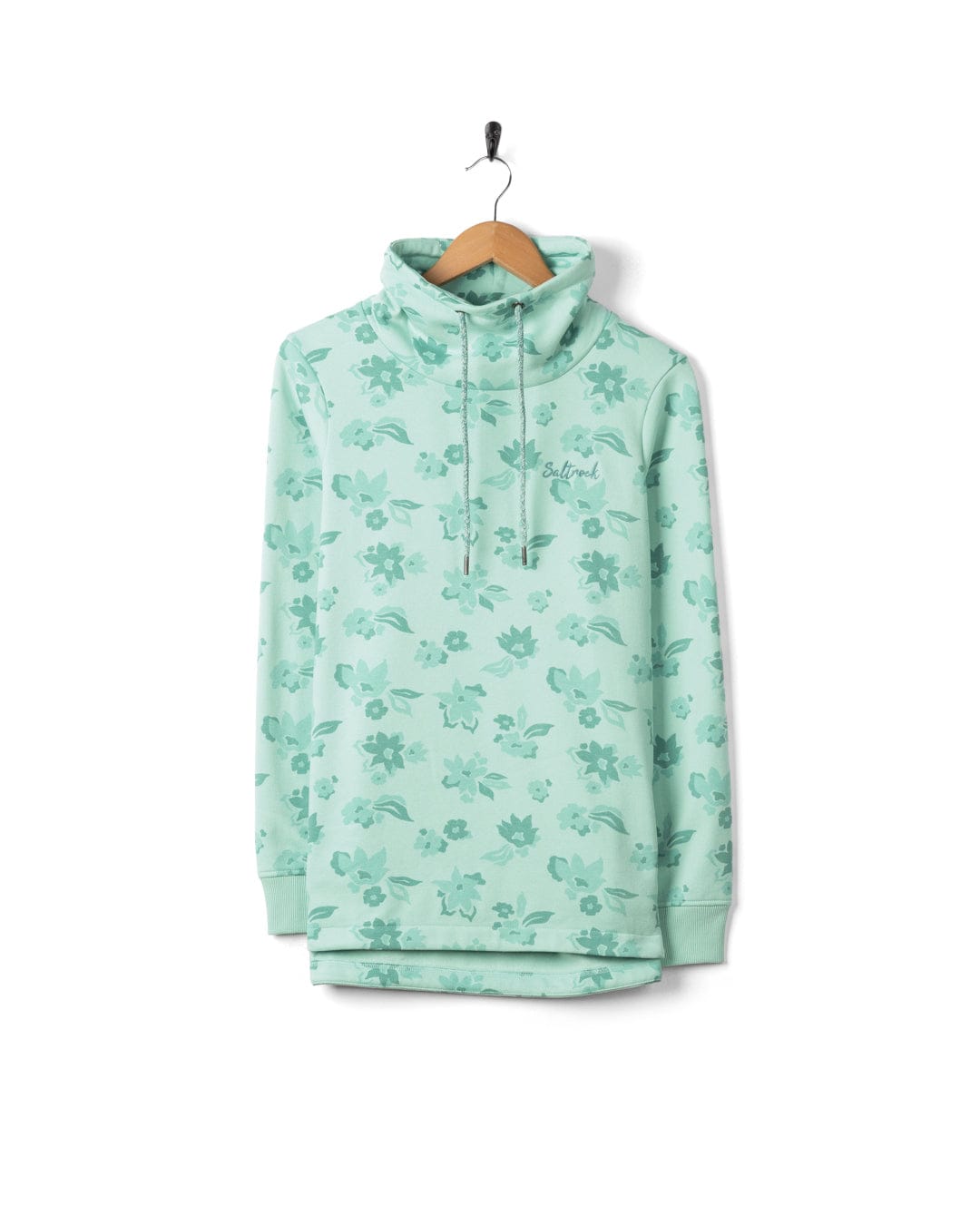 Daze  Womens Funnel Neck Sweatshirt in Light Blue