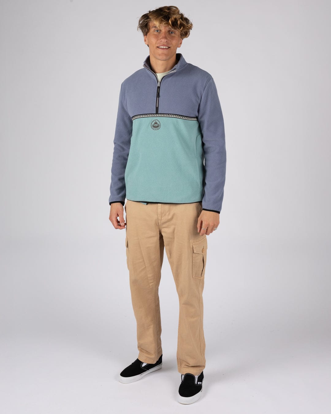 Zaki -  Mens 1/4 Neck Fleece - Blue