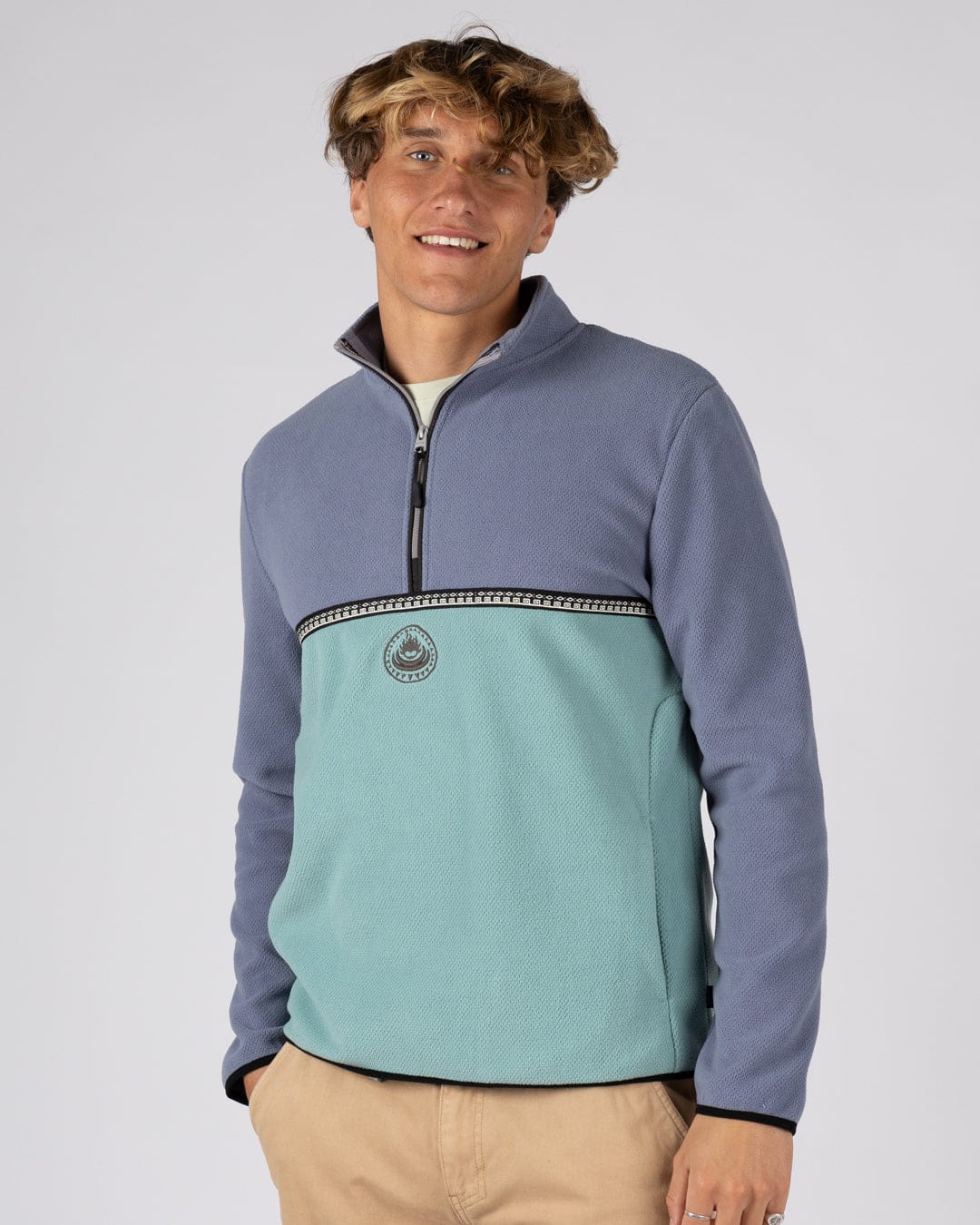Zaki -  Mens 1/4 Neck Fleece - Blue